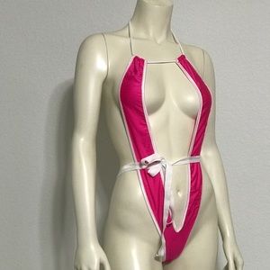 Exotic white and  pink GString Monokini